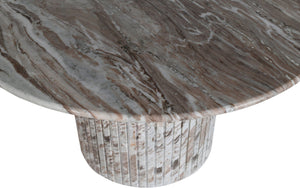 Meridian Furniture Genoa Round Marble Dining Table with Elegant Fluted Base Seats Four in Modern Style Brown 248Brown-DT48