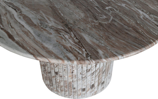 Meridian Furniture Genoa Round Marble Dining Table with Elegant Fluted Base Seats Four in Modern Style Brown 248Brown-DT48