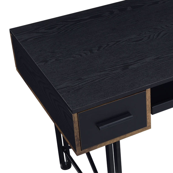 English Elm Settea Modern Black Finish Computer Desk with Keyboard Tray, 2 Storage Drawers & 70lb Top Capacity B2726P288784