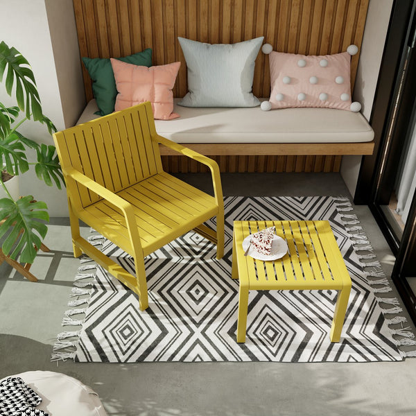 English Elm 2-Piece Indoor/Outdoor Furniture Set - Ergonomic, Waterproof, Easy-Clean Patio Chairs & Table In Yellow W3450P323305