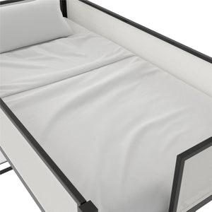 English Elm Axel Twin Loft Bed with Desk, Shelves & Mesh Guardrails — Space-Saving Metal Frame for Kids Teens Dorms B2733P358857