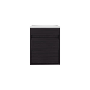 English Elm Furman Compact Floating Bathroom Vanity with Single Door & Open Shelf, Black MDF, Space-Saving Design B200P335305