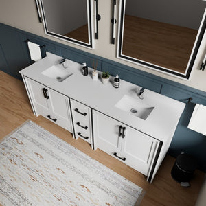 English Elm White Double Bath Vanity With Quartz Top & Faucet Set - Modern Elegance For Spacious Bathrooms B2731P260660-GIGA