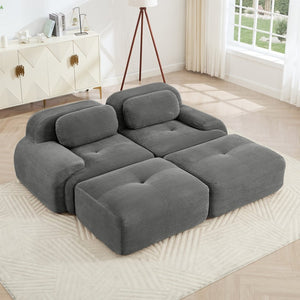 English Elm 2-seat Modular Corduroy Sofa Ergonomic Curved Design with Resilient Cushioning for Living Rooms Grey W714S01265