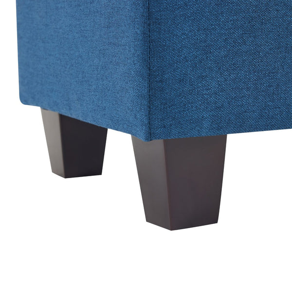 English Elm Upholstered Compact Ottoman with Birch Legs Padded Footrest for Living Room Decor Navy Blue N757P377351N