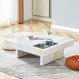 English Elm A Modern and Practical Coffee Table With Imitation Marble Patterns, Made Of Mdf Material. The Fusion Of Elegance and Natural Fashion 31.4"* 31.4"* 12 "