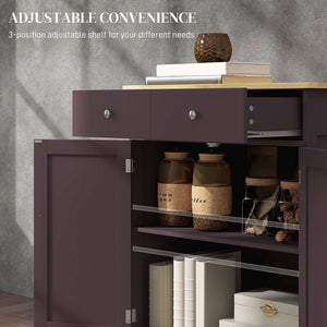 English Elm Homcom Modern Sideboard With Rubberwood Countertop, Versatile Kitchen Storage & Coffee Bar Cabinet W2225P217717