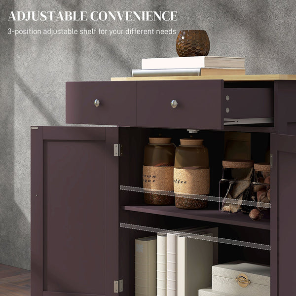 English Elm Homcom Modern Sideboard With Rubberwood Countertop, Versatile Kitchen Storage & Coffee Bar Cabinet W2225P217717