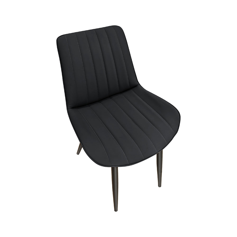 English Elm Black Pu Leather Dining Chair Set Of 4 - Stylish Wave Pattern, Compact Design For Kitchen & Meeting Rooms T3967P383848