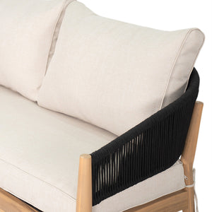 English Elm Christopher Knight Home® - Verona Outdoor Acacia Wood Loveseat With Beige Cushion & Black Rope Accents For Stylish Patios N775P309257B