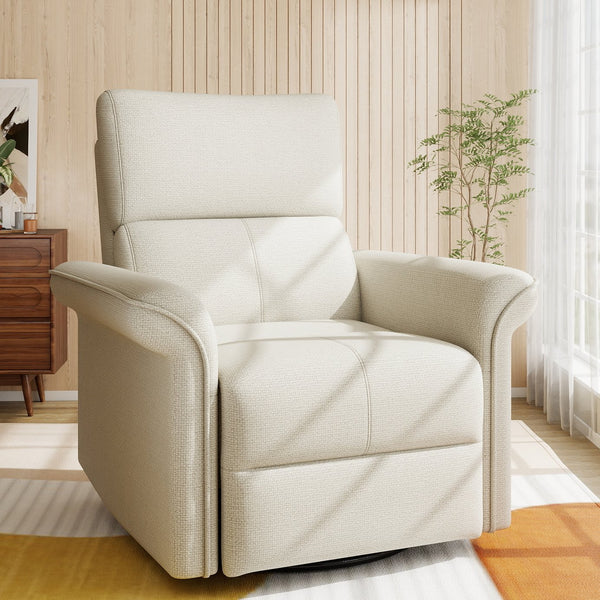 English Elm Power Power Swivel Rocker Recliner Chair with Wide Armrests, Dual USB Charging Ports, Compact Comfort Gray W1028S00054