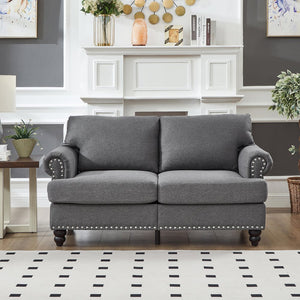 English Elm 59.5" Modern Classic Loveseat Sofa with Storage, Solid Wood Frame, Coil Springs & Removable Covers Grey W1097S00170