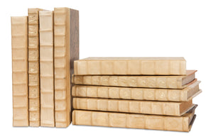 Sarreid White Leather & Paper Books Set Of 24 - Elegant Stitched Closure For Stylish Organization & Design Ivory  24902