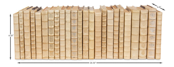 Sarreid White Leather & Paper Books Set Of 24 - Elegant Stitched Closure For Stylish Organization & Design Ivory  24902