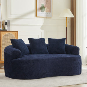 English Elm Curved Chenille Loveseat with Memory Foam Deep Seat and Pillows for Small Spaces W2915P417173