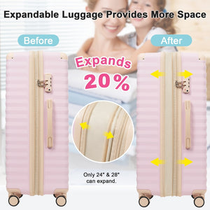 English Elm Luggage 5 Piece Abs Hardshell Travel Set with Usb Port Spinner Wheels and Tsa Lock Pink N732P265290U