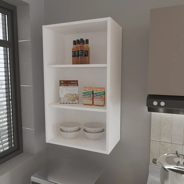 English Elm White Wall Cabinet with Scratch-Resistant Melamine Finish, 36"H x 21"W x 12"D Open Storage for Kitchen Essentials B062P252210
