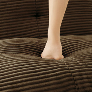 English Elm 153" Modern L-Shaped Modular Sectional Sofa - Cozy Corduroy Couch With Movable Ottoman & Tufted Design W714S01508