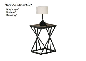 English Elm Rustic 3pc Table Set with Wrought Metal Abstract Side Panels Engineered Wood Tops Durable Charm Black,Dark Brown 38 L x 35 W x 5 H B2741P391810