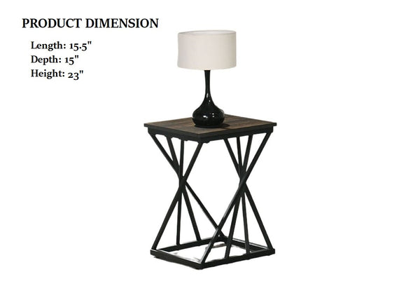 English Elm Rustic 3pc Table Set with Wrought Metal Abstract Side Panels Engineered Wood Tops Durable Charm Black,Dark Brown 38 L x 35 W x 5 H B2741P391810