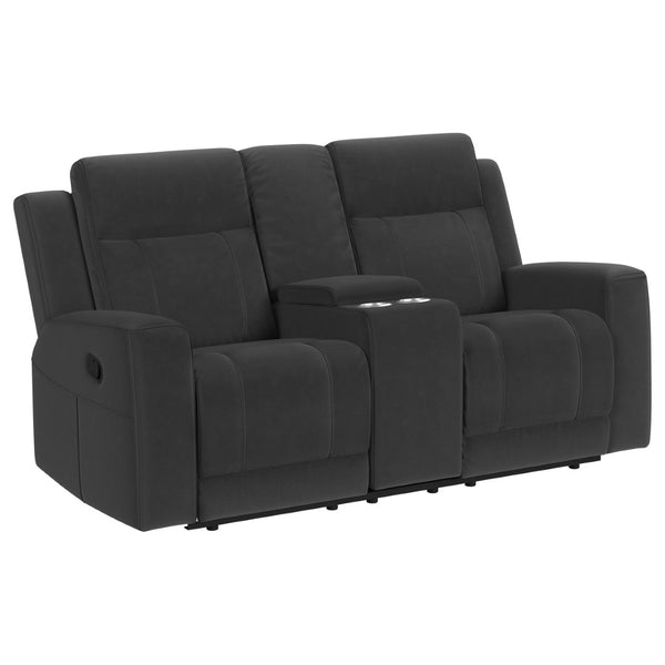 English Elm Slater Manual Reclining Loveseat with Center Console and Suede Leatherette Upholstery Charcoal B062P440400