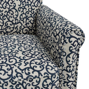 English Elm Barnet Traditional Accent Armchair with Vine Upholstery Nailhead Trim Solid Wood Legs B127P495066