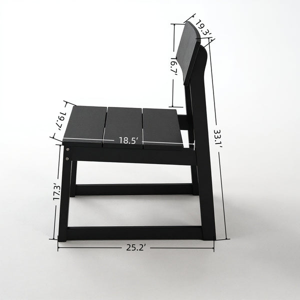 English Elm 5-Piece Modern Black Hdpe Outdoor Dining Set – All-Weather Table & 4 Armless Chairs For Every Patio W3566S00003