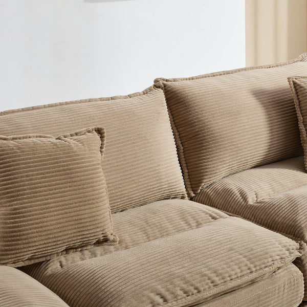 English Elm Corduroy Modern Sofa Sleeper Loveseat with Double-Layer Cushions, Two Pillows, Sturdy Frame 84" khaki W676P227338