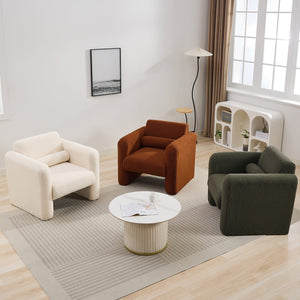 English Elm Modern Accent Chair Breathable Sherpa Upholstered Reading Armchair with Plush Cushion and Lumbar Support Cream 30 L x 25.75 W x 22.76 H WF325072AAC