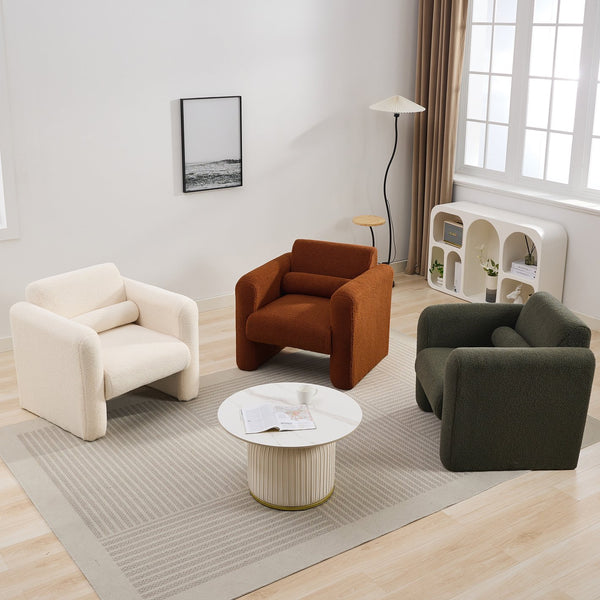 English Elm Modern Accent Chair Breathable Sherpa Upholstered Reading Armchair with Plush Cushion and Lumbar Support Cream 30 L x 25.75 W x 22.76 H WF325072AAC