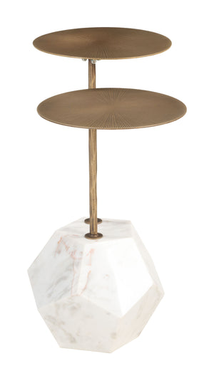Zuo Modern Anten Side Table In Brass & White – Elegant Marble Top With Durable Iron Frame For Modern Spaces Brass Iron,Natural Marble 110607-zuo-modern
