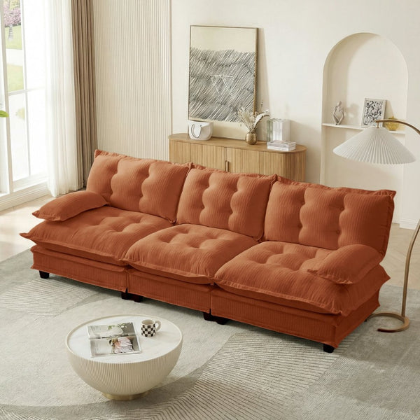 English Elm 107" Modular Cloud Sectional Sofa Deep Seat Chenille Upholstered Living Room Couch Orange W714S01737