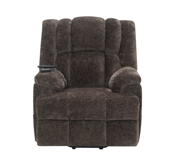 English Elm Pacay Faux Leather Aire Power Recliner with Lift, Heat & Massage, Pocket Coil Seat, Cup Holders Brown 36.3 L x 30.4 W x 25.6 H B2726P245484
