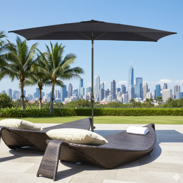 English Elm 6.5 X 10 Ft Rectangular Outdoor Patio Umbrella with Crank Tilt Uv Resistant Canopy Black B082P454955
