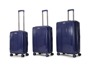 English Elm Luggage 3 Piece Pp Hard Shell Travel Set with Spinner Wheels Expandable Carry On Blue T3292P317006
