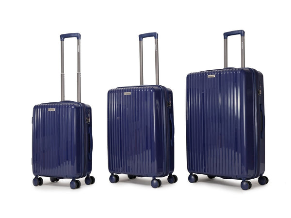 English Elm Luggage 3 Piece Pp Hard Shell Travel Set with Spinner Wheels Expandable Carry On Blue T3292P317006