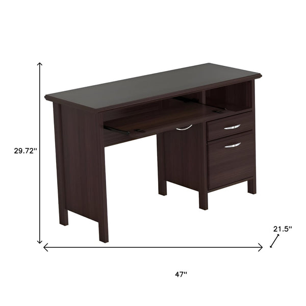 HomeRoots 47" Espresso Computer Desk with Two Drawers – Elegant Workspace Upgrade for Modern Professionals 249792