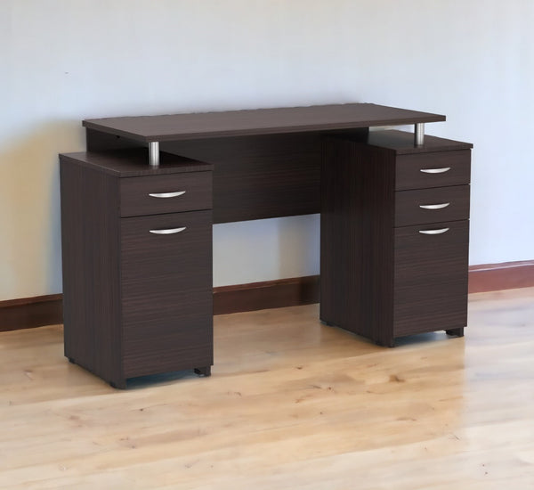 Homeroots 43" Espresso Computer Desk With Four Drawers   249794