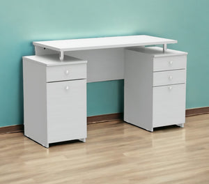 Homeroots 51" White Computer Desk With Five Drawers   249795