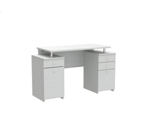 Homeroots 51" White Computer Desk With Five Drawers   249795