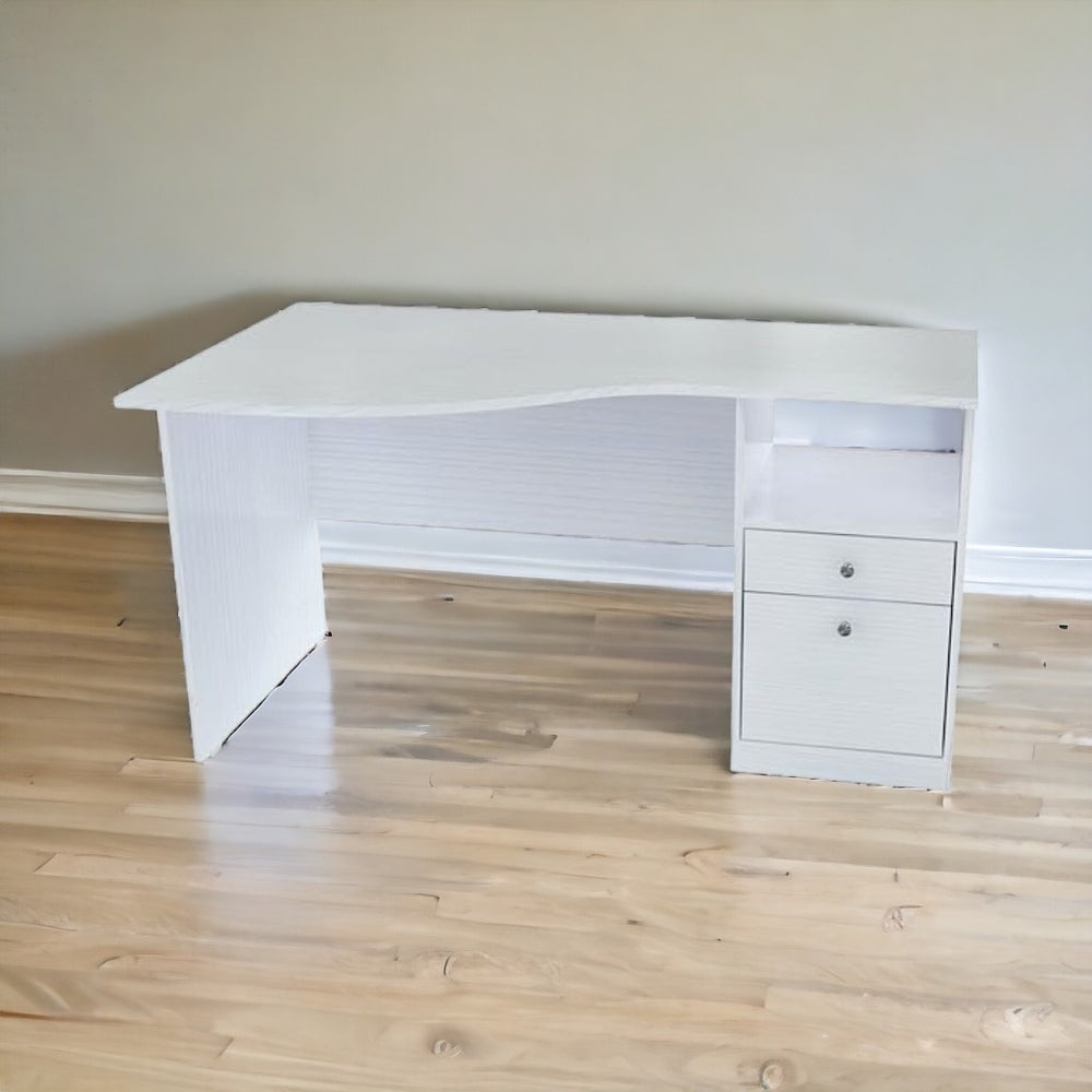 Homeroots 55" White Computer Desk With Two Drawers   249797