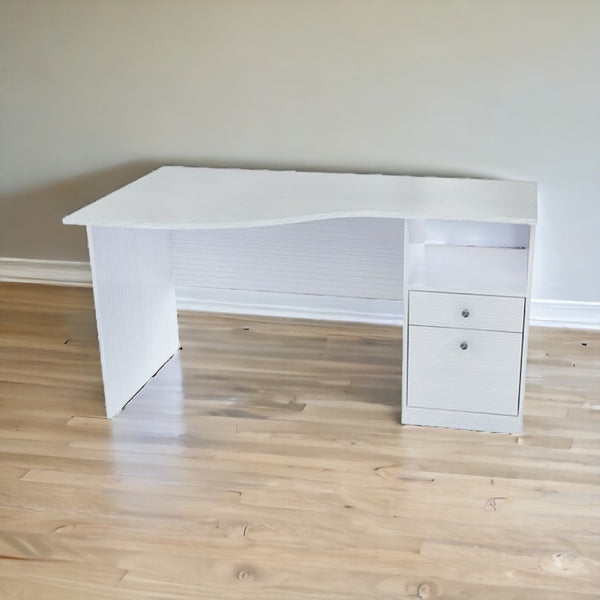 Homeroots 55" White Computer Desk With Two Drawers   249797