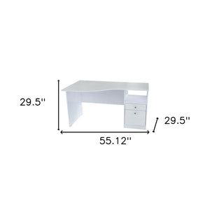Homeroots 55" White Computer Desk With Two Drawers   249797