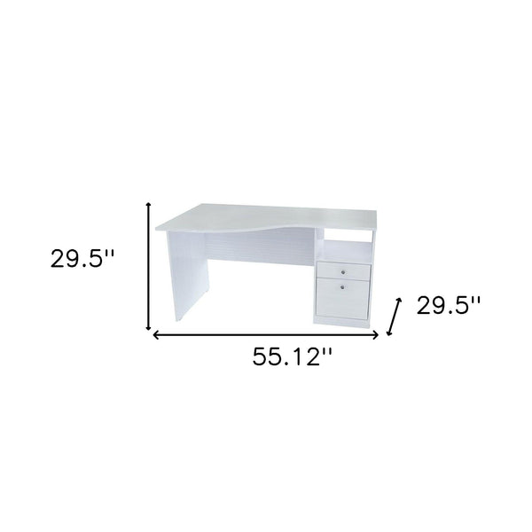 Homeroots 55" White Computer Desk With Two Drawers   249797