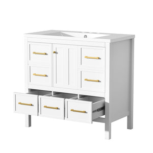 English Elm 72'' Elegant Freestanding Bathroom Vanity Set With Resin Sink, Soft-Closing Drawers & Ample Storage N710SS00012K