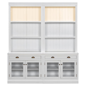 English Elm 83.4"Tall Modern Bookshelf Suite With Led Lighting - Stylish 2-Piece Storage For Home & Office Decor N751S059520K