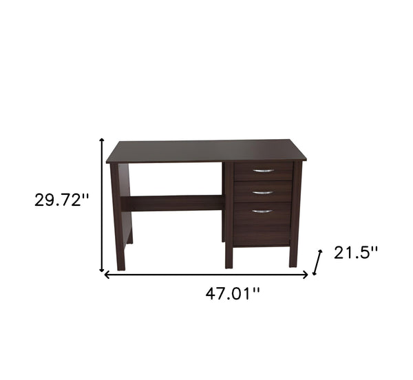 Homeroots 47" Espresso Computer Desk With Three Drawers   249800