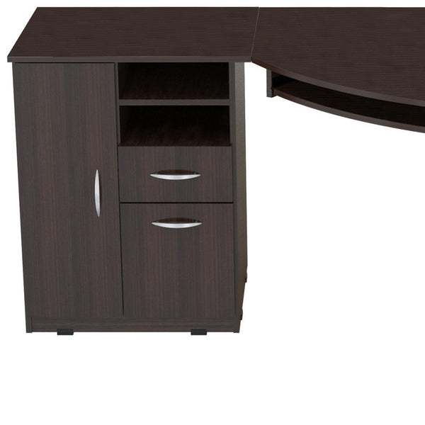 Homeroots 59" Espresso Corner Computer Desk With Two Drawers   249806