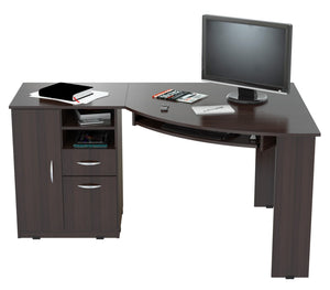 Homeroots 59" Espresso Corner Computer Desk With Two Drawers   249806