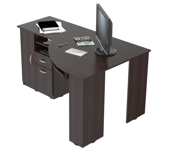 Homeroots 59" Espresso Corner Computer Desk With Two Drawers   249806